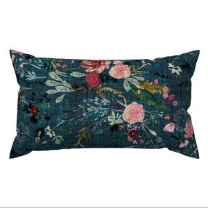 Set of 2 Spoonflower Boho Teal Botanical Rectangle Lumbar Throw Pillows